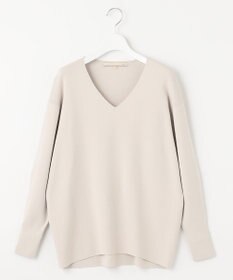 自由区 L 【洗える/セット可】レーヨンポリエステルスムース Vネックニット