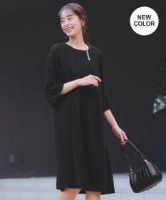 Tiaclasse L 【洗える】飴玉パールフレア袖ワンピース