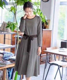 Tiaclasse 【洗える】1枚で着映えするステッチニットワンピース