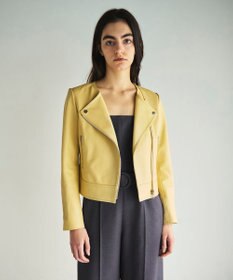 GRACE CONTINENTAL ノーカラーレザーライダースジャケット