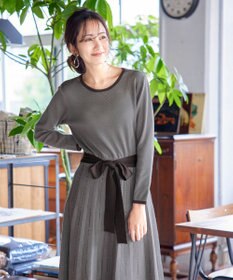 Tiaclasse 【洗える】1枚で着映えするステッチニットワンピース