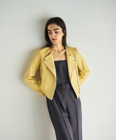 GRACE CONTINENTAL ノーカラーレザーライダースジャケット