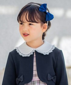 ANY KIDS サテンリボン×パール キッズカチューシャ ネイビー