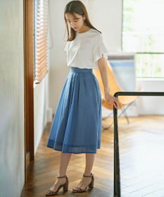 組曲 GIZAプレーティング天竺フリルスリーブ Tシャツ