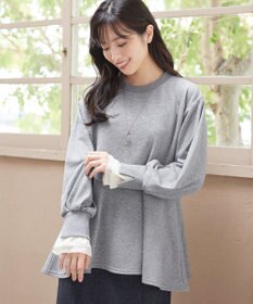 Tiaclasse 【吸水発熱・洗える】袖口ドッキングカットソープルオーバー