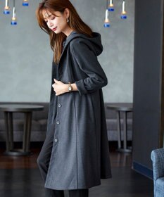 Tiaclasse ウール調フレアフードコート