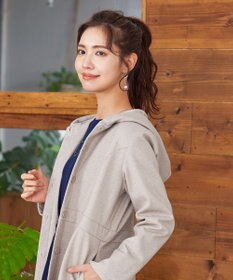 Tiaclasse ウール調フレアフードコート