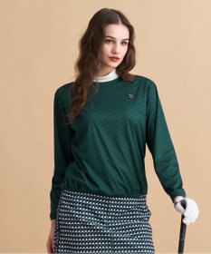23区GOLF 【WOMEN】エアリージャージストレッチプルオーバー フェイクレイヤード ダークグリーン系5