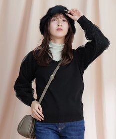 Tiaclasse L 【洗える】ドットチュールコンビニットトップス