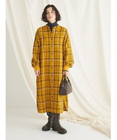 CRAFT STANDARD BOUTIQUE 先染めチェック（小）バンドカラー袖ＲＩＢ　ＯＰ