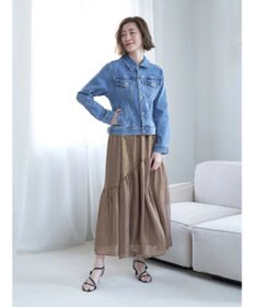 YECCA VECCA 箔プリントシアーギャザースカート