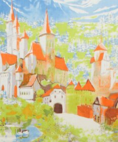 MOONBAT Hanato(ハナト) シルクウールストール ノイシュヴァンシュタイン城／幅60cm