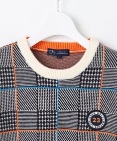 23区GOLF 【WOMEN】チェックジャガード クルーネック ニット