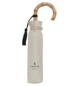 MOONBAT 【WEB限定】LANVIN en Bleu 晴雨兼用 折りたたみ傘 ワイド プレーン×ロゴ刺繍 一級遮光 遮熱 UV