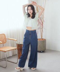 earth music&ecology フラワーコード刺繍カーディガン