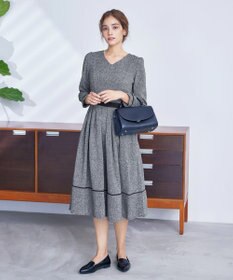 Tiaclasse 【洗える】配色パイピングフレアワンピース