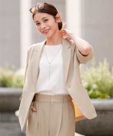 ANY SIS アーバンクールタッチ 半袖 ジャケット ライトベージュ