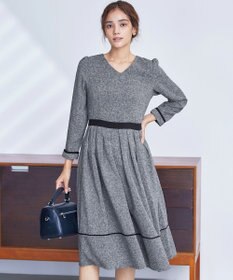 Tiaclasse 【洗える】配色パイピングフレアワンピース