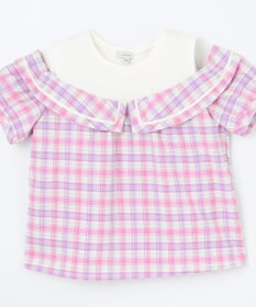 ANY KIDS チェック オフショルダー ブラウス