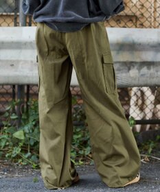 WEGO 【ウエストゴム/XSSMサイズ展開】ツイルイージーカーゴパンツ