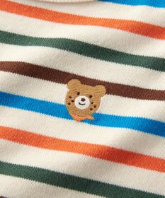 MIKI HOUSE HOT BISCUITS 【80-120cm】ボーダー柄 ワンポイント長袖Tシャツ