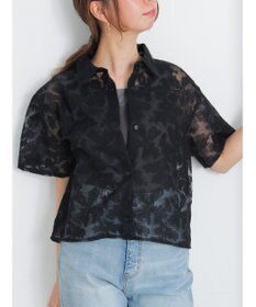 Te chichi オーガンジー刺繍ハーフスリーブシャツ