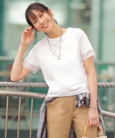 J.PRESS LADIES 【シーンレスに活躍】コットンスムース シアーデザイン カットソー ホワイト系
