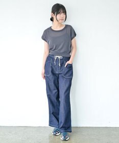 caqu FS linen easy wide リネンウエストゴムワイドストレート