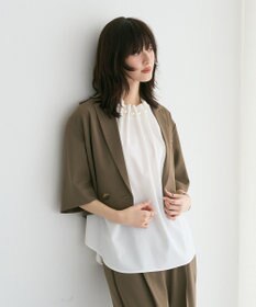 YECCA VECCA パールタックフレンチスリーブブラウス