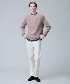 J.PRESS MEN ウール×カシミヤの上質素材【Cash Lamb's Wool】ケーブルクルーネック ニット_25年モデル