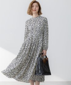 23区 L 【洗える】シャドーリーフプリント ワンピース