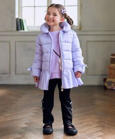 ANY KIDS 【フード取り外し/洗濯機可能】中綿フリル リボンコート