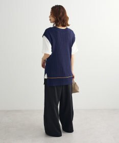 Green Parks 裾ラインケーブルニットベスト