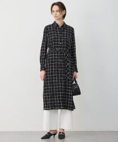 ICB L 【30th ANNIVERSARY】 ウィンドウペンプリント シャツワンピース