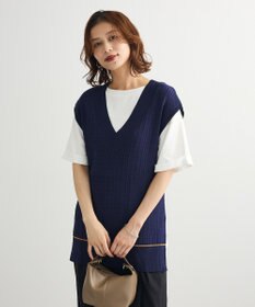 Green Parks 裾ラインケーブルニットベスト