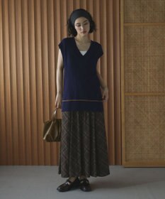 Green Parks 裾ラインケーブルニットベスト