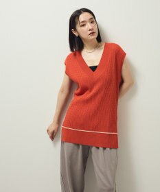 Green Parks 裾ラインケーブルニットベスト