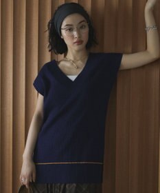 Green Parks 裾ラインケーブルニットベスト