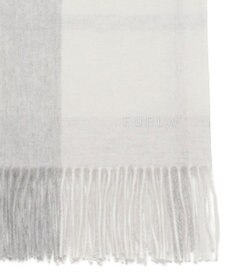 MOONBAT FURLA ウール混ラメ入りブロックチェックストールマフラー／幅50cm