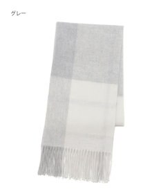 MOONBAT FURLA ウール混ラメ入りブロックチェックストールマフラー／幅50cm