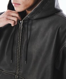 WEGO 【ユニセックス着用ITEM】PUフードブルゾン