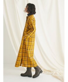 CRAFT STANDARD BOUTIQUE 先染めチェック（小）バンドカラー袖ＲＩＢ　ＯＰ