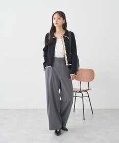 earth music&ecology バイカラートリムニットカーディガン