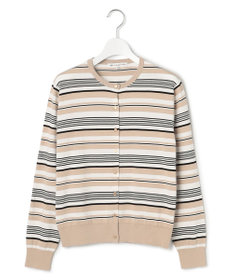 23区 【洗える】プレミアムビオコットン マルチボーダー カーディガン