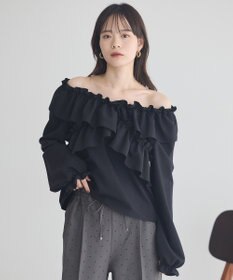 earth music&ecology フリルオフショルブラウス