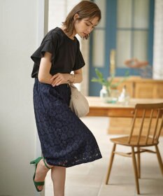 組曲 GIZAプレーティング天竺フリルスリーブ Tシャツ