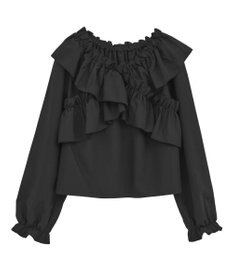 earth music&ecology フリルオフショルブラウス