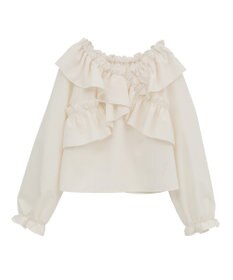 earth music&ecology フリルオフショルブラウス