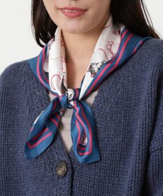 MOONBAT PAUL&JOE ACCESSOIRES(ポール & ジョー) シルクスカーフ 空 オーステルリッツ記念柱 ネコと毛糸 気球 65cm×65cm 手洗いOK