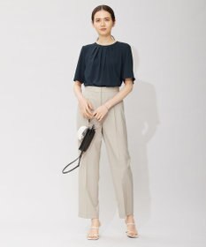 ICB 【洗える】ソフトジョーゼット　ランダムタックブラウス